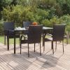 5 Piece Patio Dining Set Black Poly Rattan