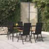 5 Piece Patio Dining Set Black and Brown Poly Rattan