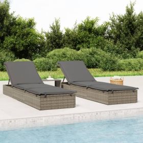 Sunbed 1 pc with Cushion Gray 79.1"x21.7"x24.4" Poly Rattan