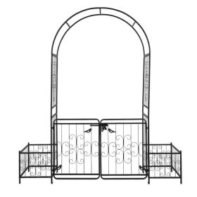 198.5*50*219cm Courtyard Arc Top With Door With Planting Frame Iron Art Iron Arch Black