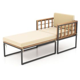 Acacia Wood Outdoor Chaise Lounge Chair for Backyard, Poolside, Garden Deck or Balcony