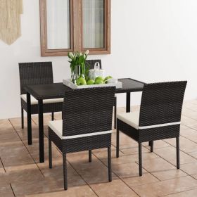 5 Piece Patio Dining Set Poly Rattan Black