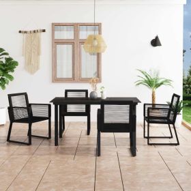 5 Piece Patio Dining Set PVC Rattan Black