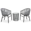 3 Piece Bistro Set with Cushions PE Rattan Gray