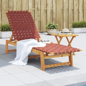 Sun Lounger Red Solid Wood Acacia and Fabric