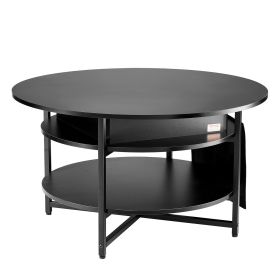 VEVOR Lift Top Coffee Table 35.3" Round Coffee Table for Living Room Black