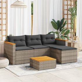 3 Piece Patio Sofa Set with Cushions Gray Poly Rattan