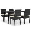 5 Piece Patio Dining Set Poly Rattan Black