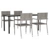 5 Piece Patio Dining Set Gray Poly Rattan