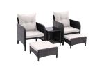 5 Piece Outdoor Patio Furniture Set,All Weather PE Rattan Conversation Chairs with Armrest and Removable Cushions,Ottomans and Storage Coffee Table fo