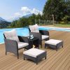 5 Piece Outdoor Patio Furniture Set,All Weather PE Rattan Conversation Chairs with Armrest and Removable Cushions,Ottomans and Storage Coffee Table fo