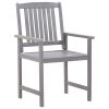 7 Piece Patio Dining Set Gray Wash Solid Acacia Wood