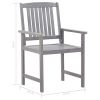 7 Piece Patio Dining Set Gray Wash Solid Acacia Wood