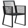 5 Piece Patio Dining Set PVC Rattan Black