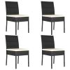 5 Piece Patio Dining Set Poly Rattan Black