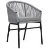 3 Piece Bistro Set with Cushions PE Rattan Gray