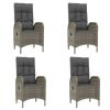 7 Piece Patio Dining Set with Cushions Gray Poly Rattan