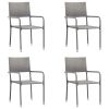 5 Piece Patio Dining Set Gray Poly Rattan