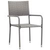 7 Piece Patio Dining Set Gray Poly Rattan