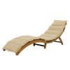 TOPMAX Outdoor Patio Wood Portable Extended Chaise Lounge Set with Foldable Tea Table for Balcony, Poolside, Garden, Brown