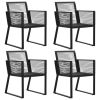 5 Piece Patio Dining Set PVC Rattan Black