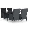 5 Piece Patio Dining Set Dark Gray Poly Rattan