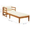 Sun Lounger with Cream White Cushions Solid Acacia Wood