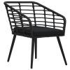 3 Piece Bistro Set Poly Rattan Black