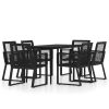 7 Piece Patio Dining Set Black