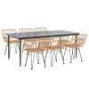 7 Piece Patio Dining Set Poly Rattan