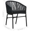 3 Piece Bistro Set with Cushions PE Rattan Black