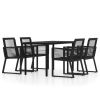 5 Piece Patio Dining Set Black