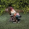 Solar Red Bird Rocking Chair Gnome - Outdoor Garden Decor with Solar Panel for Energy Efficiency