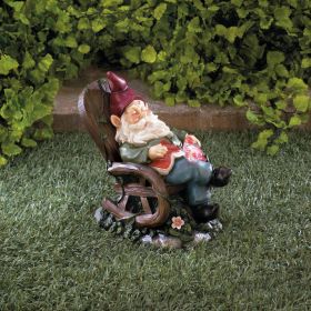 Solar Red Bird Rocking Chair Gnome - Outdoor Garden Decor with Solar Panel for Energy Efficiency