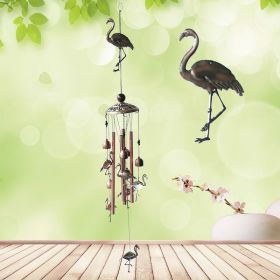 1pc Vintage Metal Butterfly Turtle Iron Owl Animal Wind Chime Home Courtyard Living Room Decoration Copper Outdoor Hanging Ornament (Style: Flamingo)