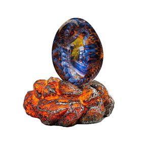 1 Set Lava Dragon Egg Crystal Transparent Resin Statue Luminous Dinosaur Eggs Souvenir Resin Craft Ornamental Home Decor Gifts (Color: blue-luminous base, Ships From: CN)