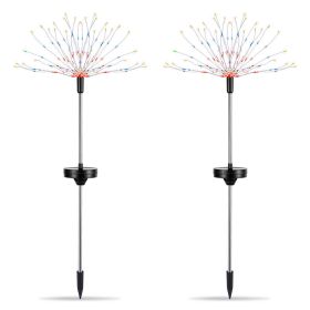 2Pcs Solar Powered Starburst Lights 240 LEDs Firework Lamp Garden Path Decor Lights (Light Color: Color)