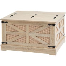 VEVOR Rattan Coffee Table Rectangle Rattan Coffee Table 2-Tier for Living Room (Default: Default)