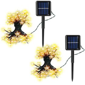 2Pcs Solar Powered String Lights 39.3FT 100LED Beads Fairy Star Lights (Light Color: Yellow)