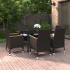 7 Piece Patio Dining Set with Cushions Poly Rattan and Glass