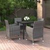 5 Piece Patio Dining Set with Cushions Poly Rattan and Glass