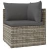 6 Piece Patio Lounge Set with Cushions Gray Poly Rattan