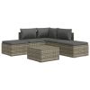 6 Piece Patio Lounge Set with Cushions Gray Poly Rattan