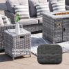 Direct Wicker 5-Piece Wicker Patio Fire Pit Sectional Seating Set with Gray Cushions