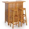 3 Piece Patio Bar Set Solid Wood Acacia