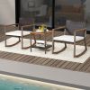 3 Pieces Rattan Rocking Bistro Set with Coffee Table and Cushions