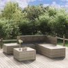 6 Piece Patio Lounge Set with Cushions Gray Poly Rattan