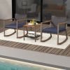 3 Pieces Rattan Rocking Bistro Set with Coffee Table and Cushions