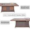 Direct Wicker Outdoor Patio Furniture Set with Rectangular Fire Pit Table in Elegant Brown or Chic Gray