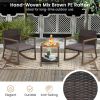 3 Pieces Rattan Rocking Bistro Set with Coffee Table and Cushions